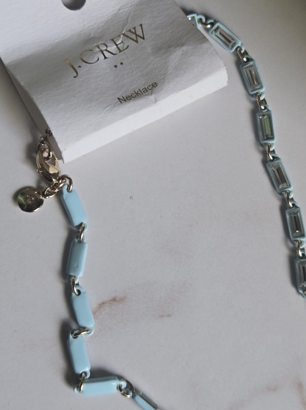 NWT J. Crew Pale Blue Enamel Link Necklace